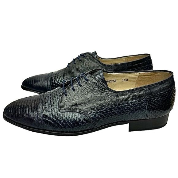 Carlo Morandi Blue Lizard Skin Leather Mens Oxford Shoes Size 11 Medium Used main image 7